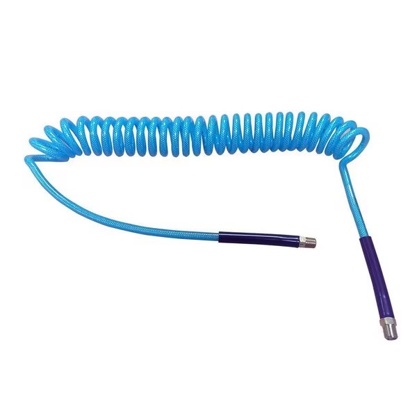 Clear Blue Polyurethane Recoil Hose 1/4 Inch x 15 feet Solid Fittings, Interstate Pneumatics, Mfr#: HR74-015